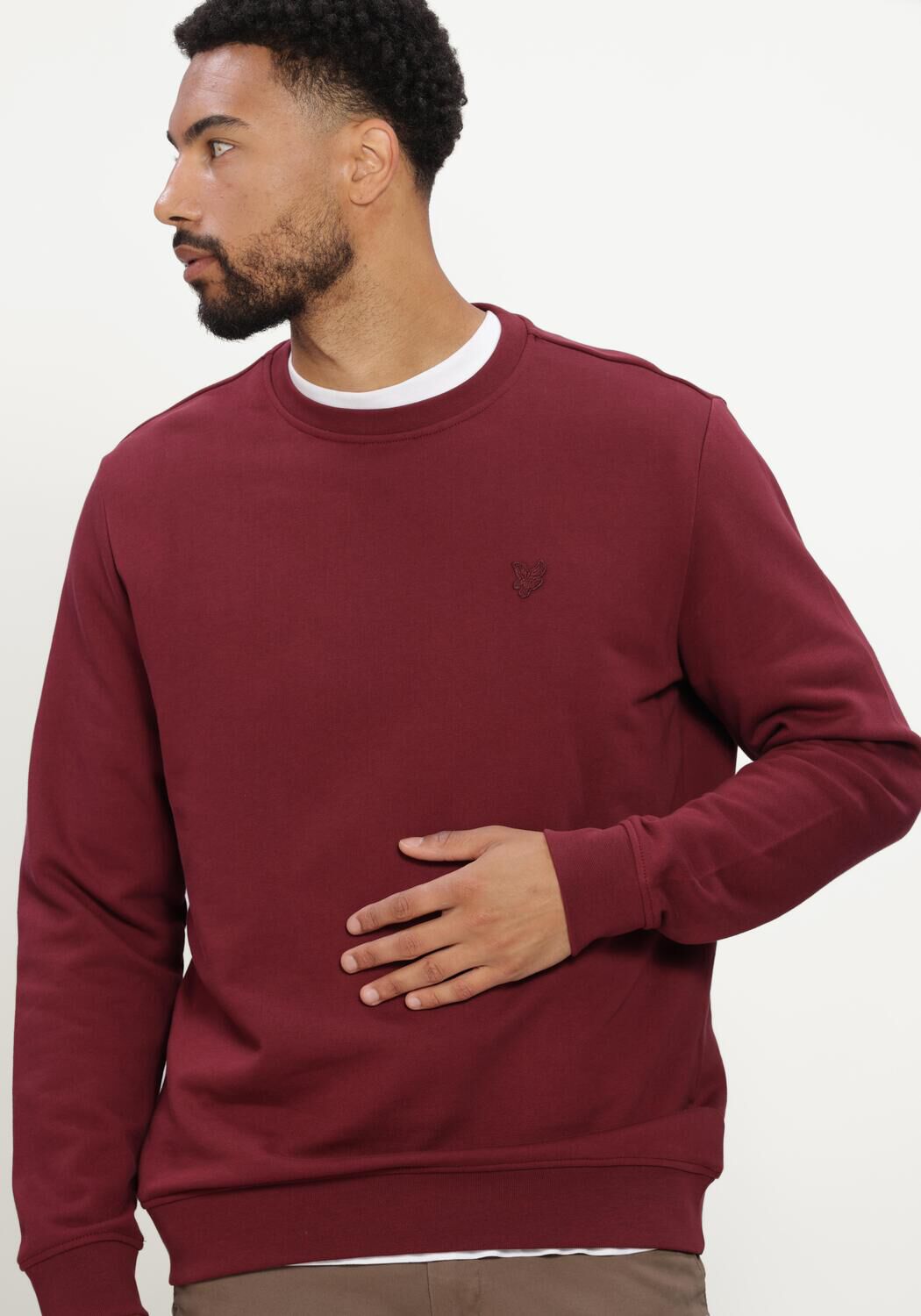 Bordeaux LYLE & SCOTT Pullover SUPERFINE CREW NECK SWEATSHIRT - large