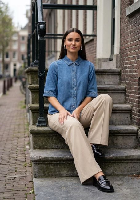 Blaue OBJECT Blusen OBJFRAME 2/4 RE DENIM TOP - large