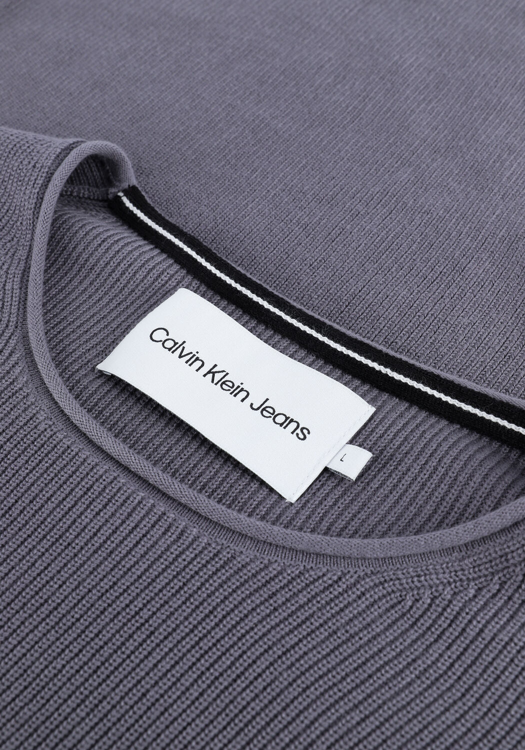 Graue CALVIN KLEIN Pullover MONOGRAM BADGE CREW NECK SWEATER - large