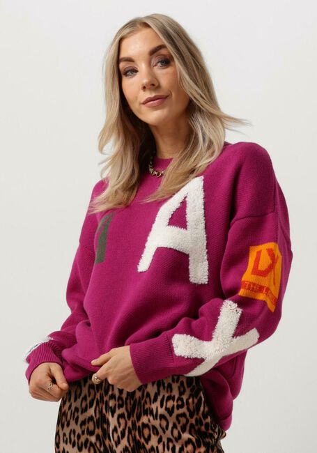 Bordeaux ALIX THE LABEL Pullover LADIES KNITTED ART WORK PULLOVER - large