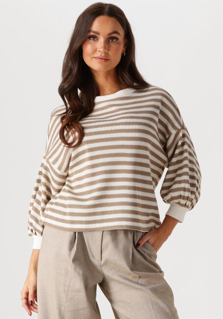 Beige SUMMUM Sweatshirt JERSEY SWEATER WAFFLE LUREX STRIPE - large