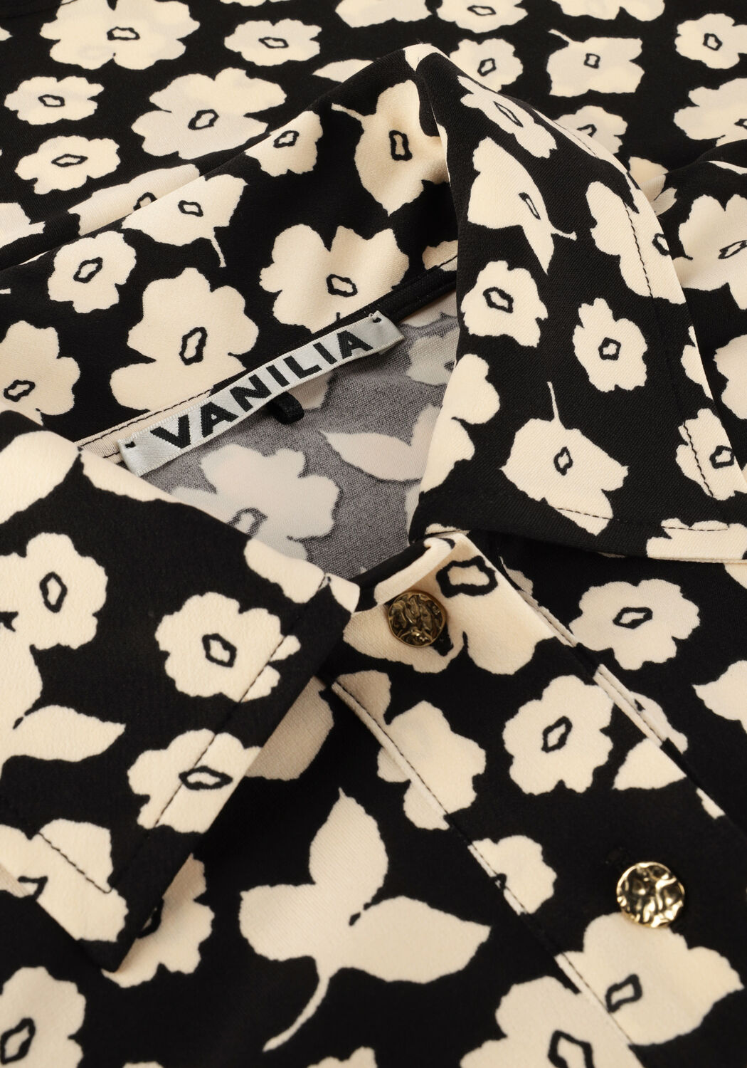 Schwarze VANILIA Blusen FLORAL POLO - large