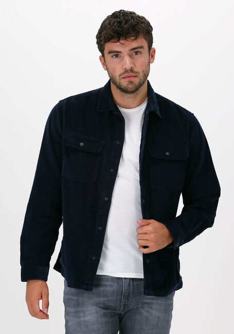 Blaue SELECTED HOMME Overshirt SLHLOOSEDECKER OVERSHIRT LS CO - large