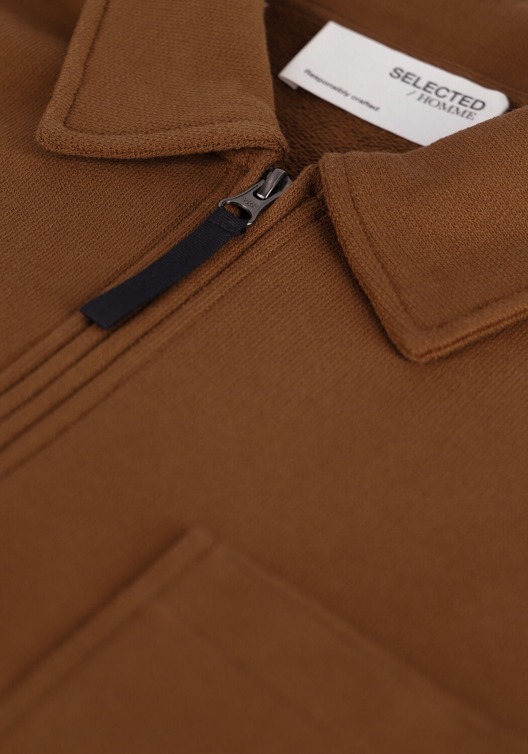 Braune SELECTED MEN Pullover SLHRELAXREID HALF ZIP SWEAT W - large