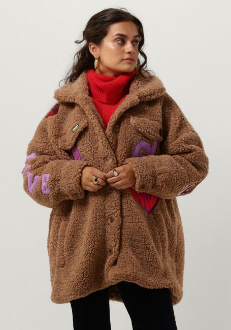 Cognacfarbene GOOSECRAFT Teddy-Jacke GC KATE BADGE JACKET - large