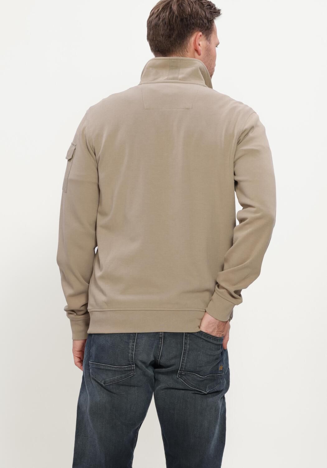 Beige PME LEGEND Pullover HALF ZIP COLLAR INTERLOCK JERSEY - large