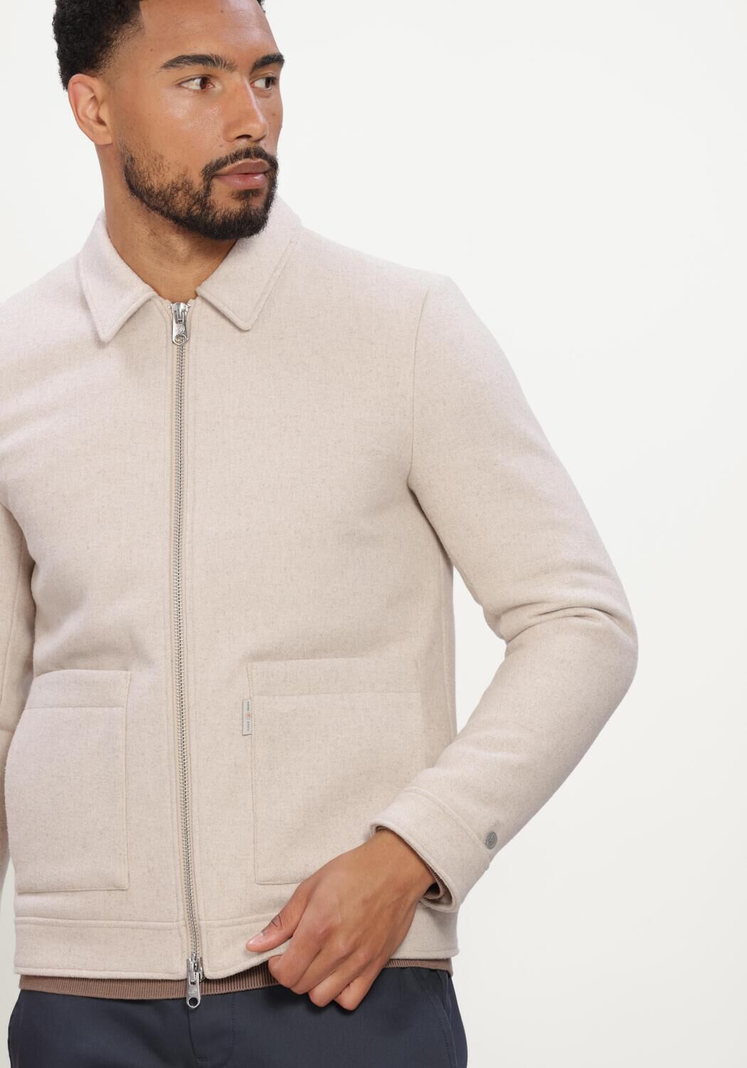 Beige CAST IRON Jack SHORT JACKET TWOOL SMART JACKET - large