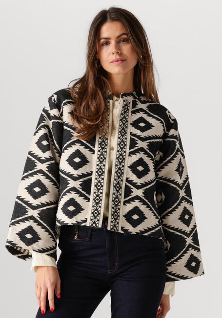 Schwarze SUMMUM Jack SHORT ROUND NECK JACKET GEO AZTEK - large