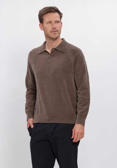 Braune PROFUOMO Pullover POLO LS CHENILLE - large