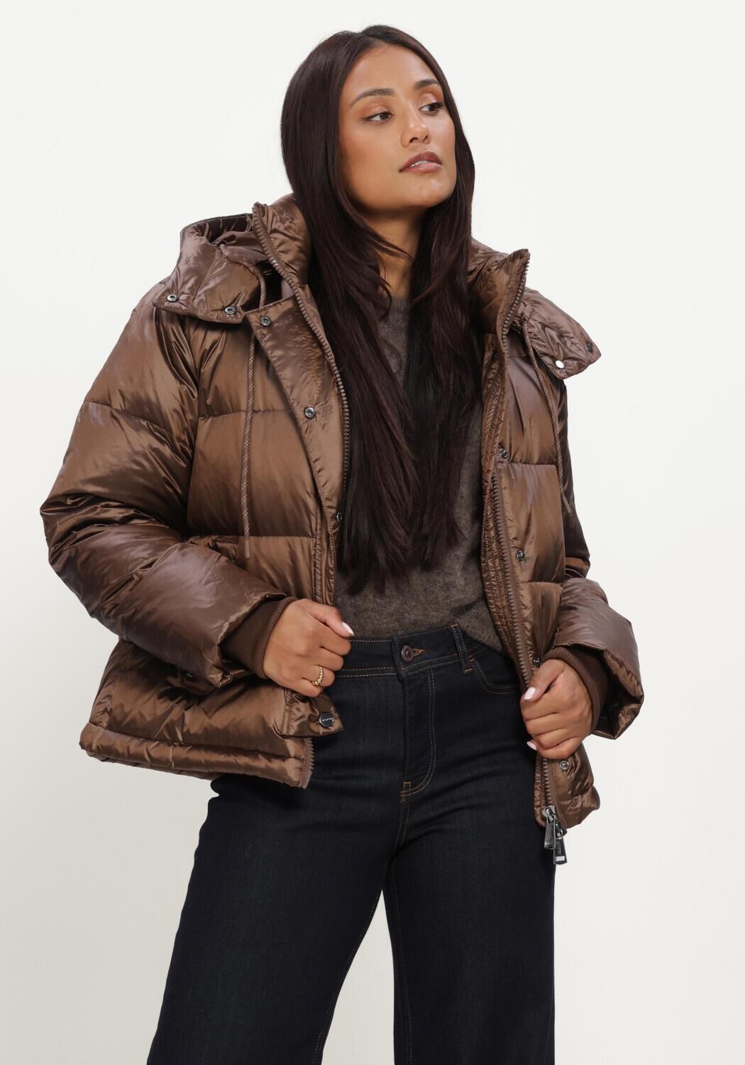 Braune MOS MOSH Wattierte Jack MMJILLY METALLIC DOWN JACKET - large