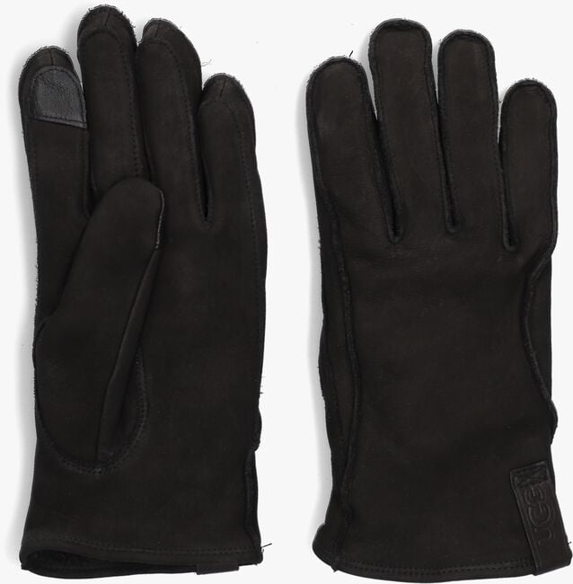 Schwarze UGG Handschuhe LEATHER CLAMSHELL LOGO GLOVE - large