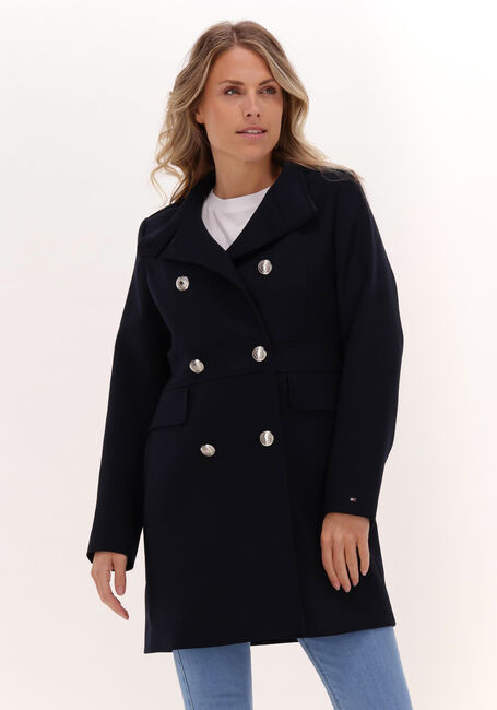 Dunkelblau TOMMY HILFIGER Mäntel WOOL BLEND FUNNEL DB COAT - large