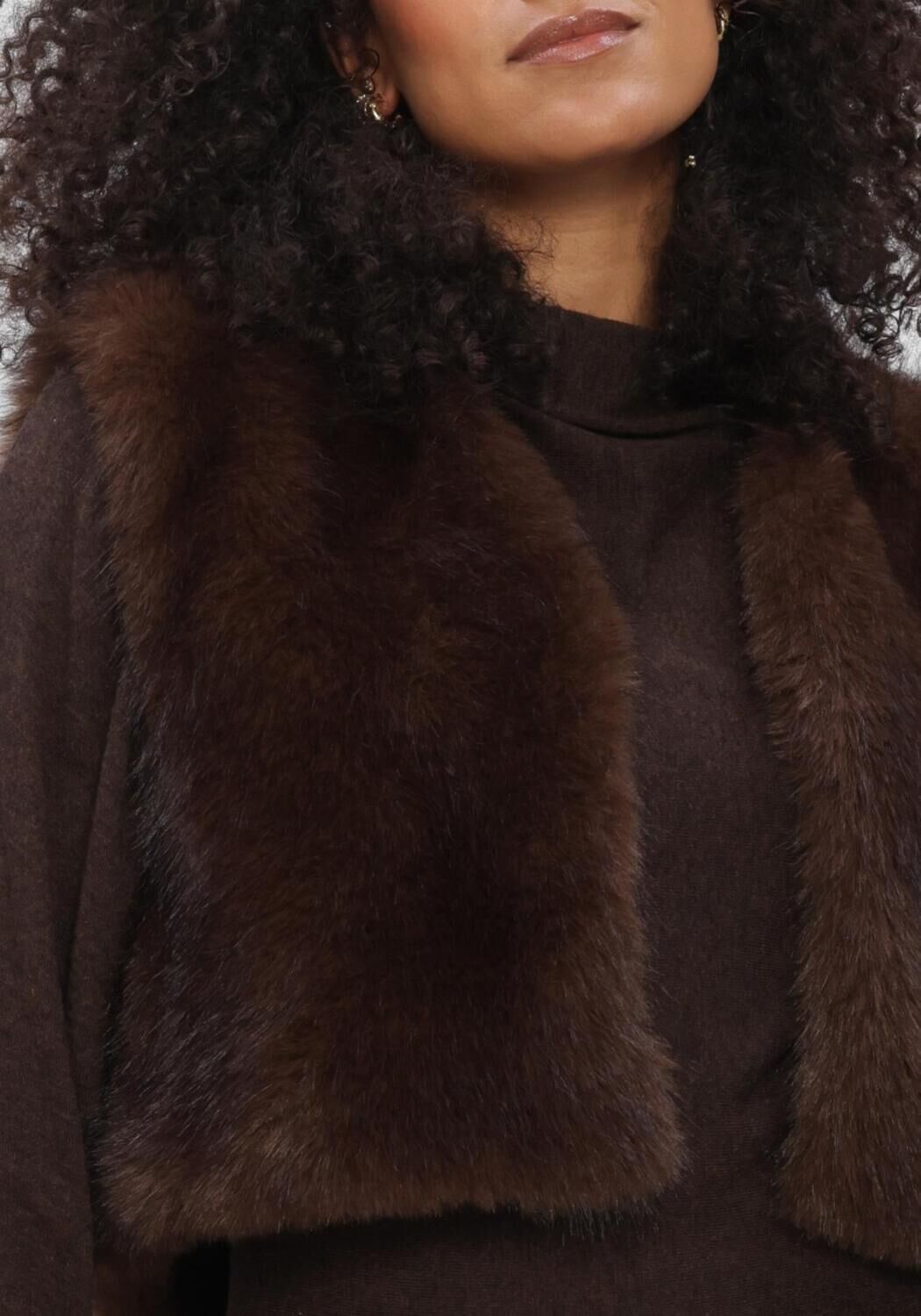 Braune AIMEE THE LABEL Jacken ISLAW6 FAKE FUR WAISTCOAT - large