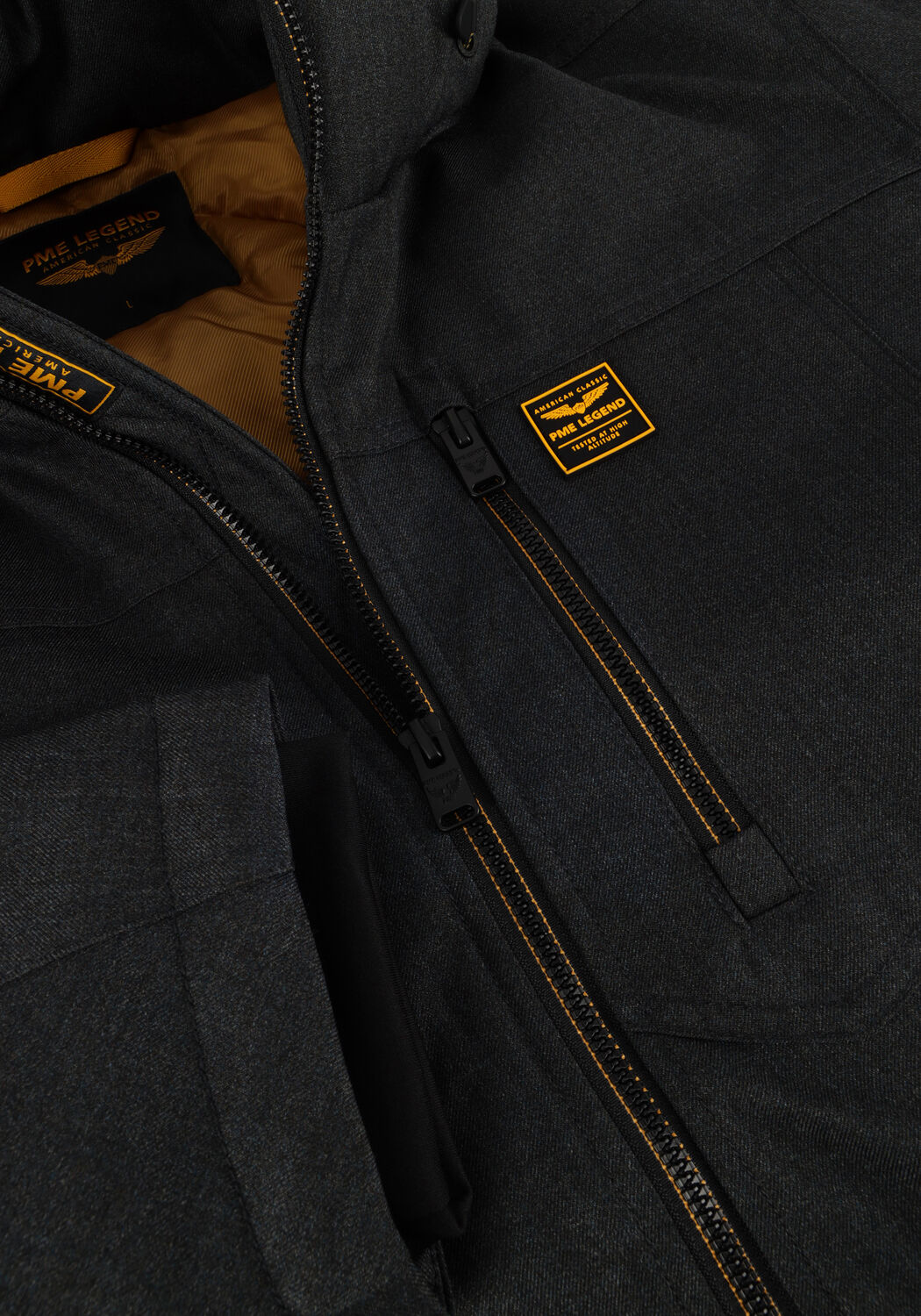 Graue PME LEGEND Wattierte Jack SEMI LONG JACKET STRATOR MELANGE TWILL - large