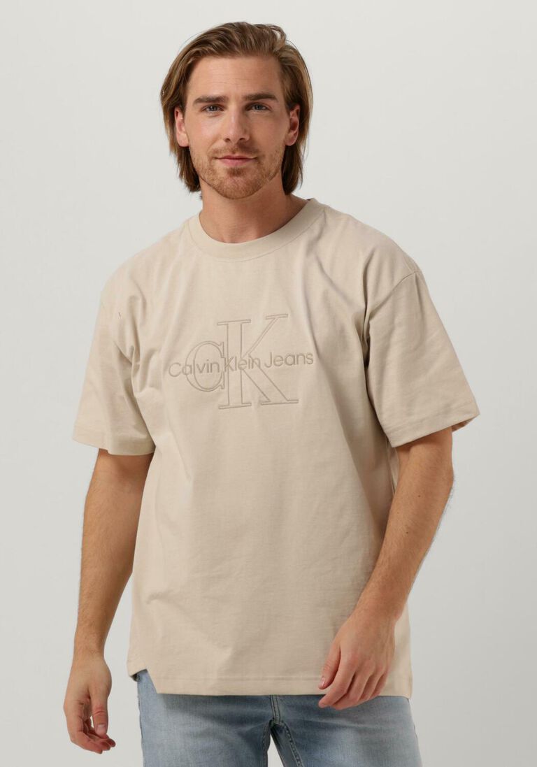 beige calvin klein t-shirt monologo washed tee