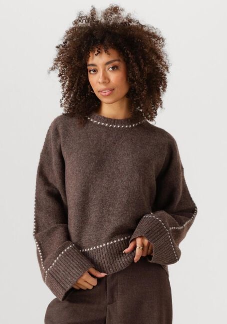 Braune NEO NOIR Pullover ROEME KNIT STITCH BLOUSE - large
