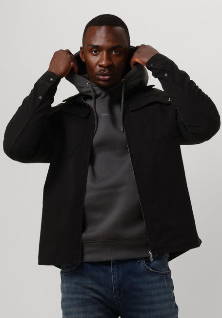 Schwarze PUREWHITE Overshirt TWILL OVERSHIRT WITH ZIPPER AND TWO FRONT POCKETS - large