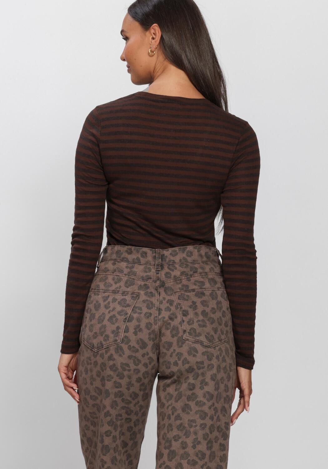 Braune BY-BAR Top BASIC LS MELANGE STRIPE TOP - large