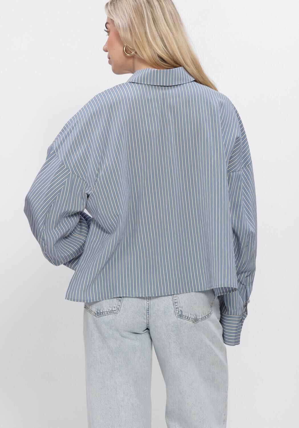 Blaue DRYKORN Blusen OSHIA STRIPE BLOUSE - large