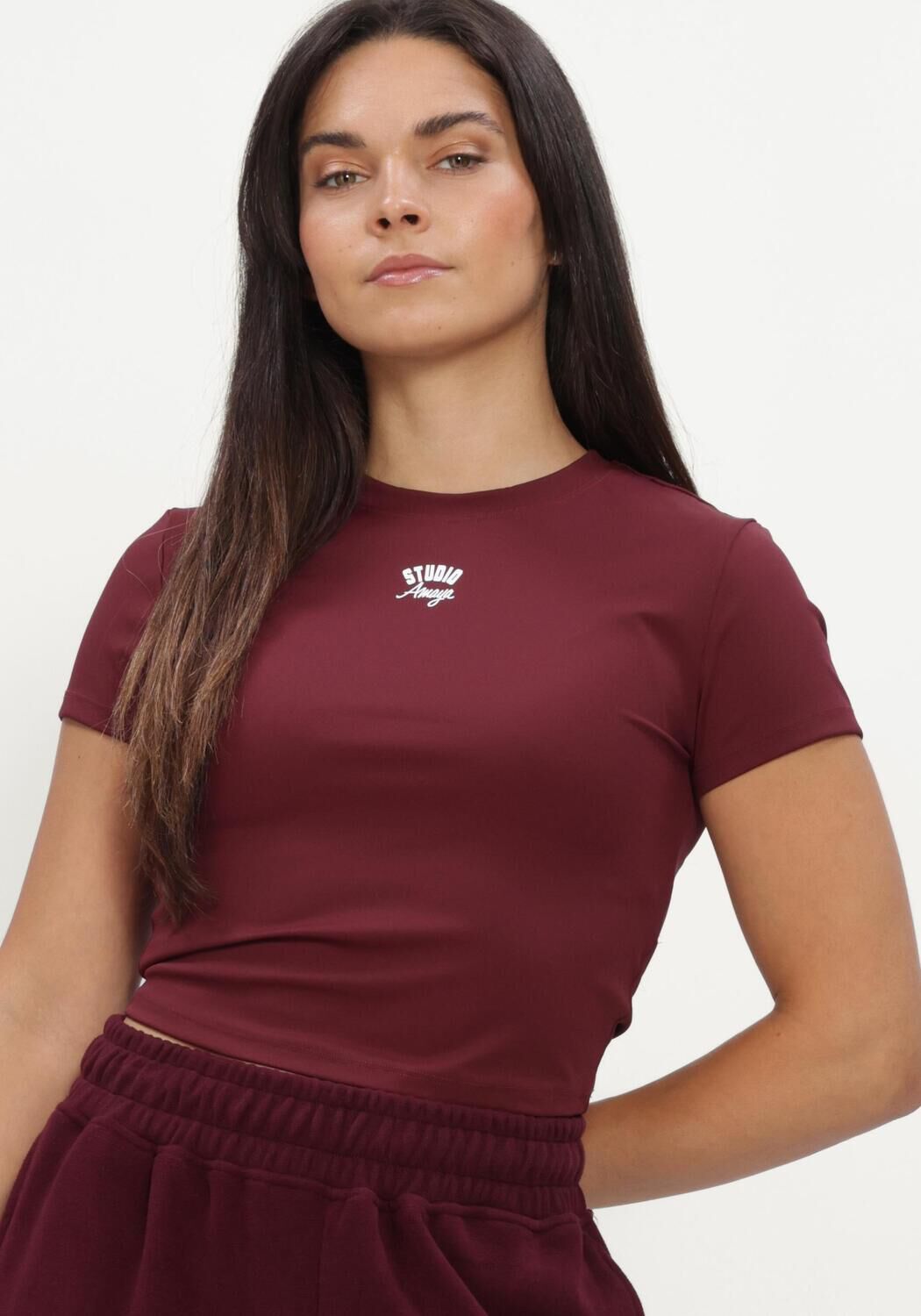 Bordeaux STUDIO AMAYA T-shirt ESSENTIEL TEE - BORDEAUX - large
