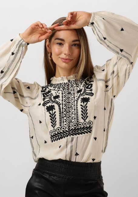 Weiße SUMMUM Top TOP VISCOSE EMBROIDERED STRIPE - large