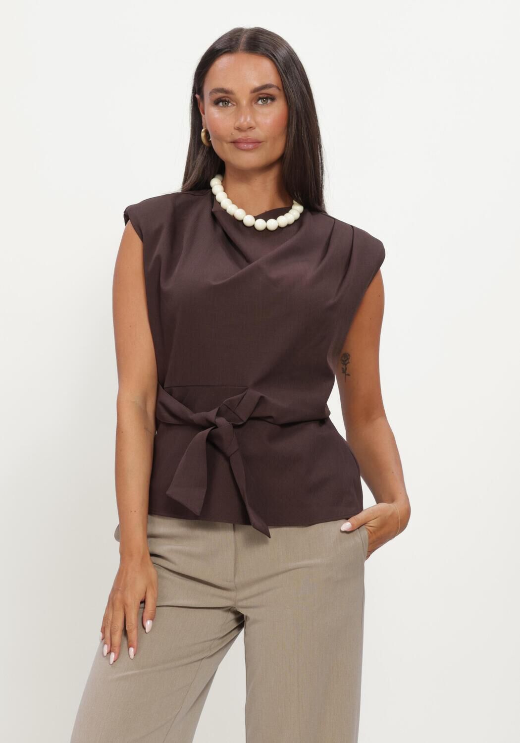 Braune CO'COUTURE Tops & T-shirts LUNACC PLEAT TOP - large