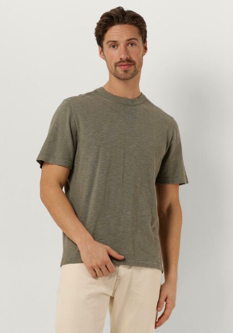 Grüne SELECTED HOMME T-shirt SLHBERG LINEN SS KNIT TEE NOOS - large