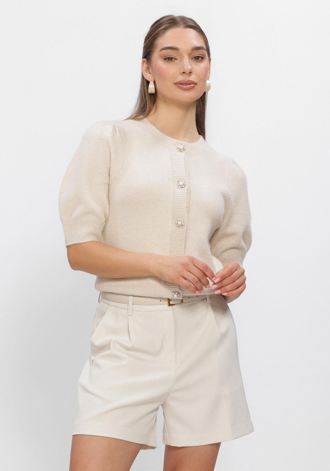 Beige OMODA ATELIER Strickjacke OM-DEATE X BO - large