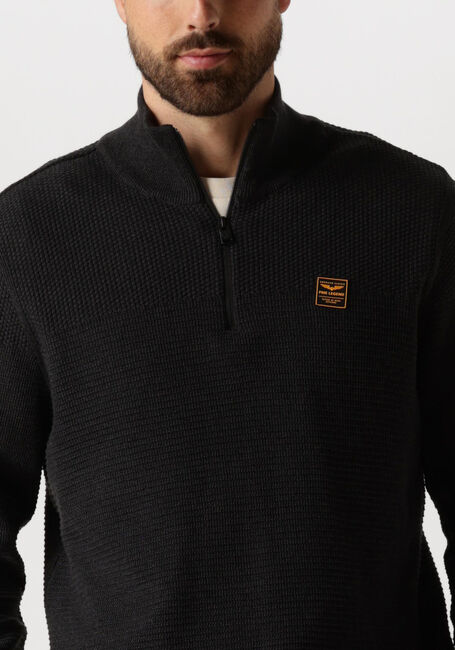 Schwarze PME LEGEND Pullover HALF ZIP COLLAR COTTON MOULINE - large