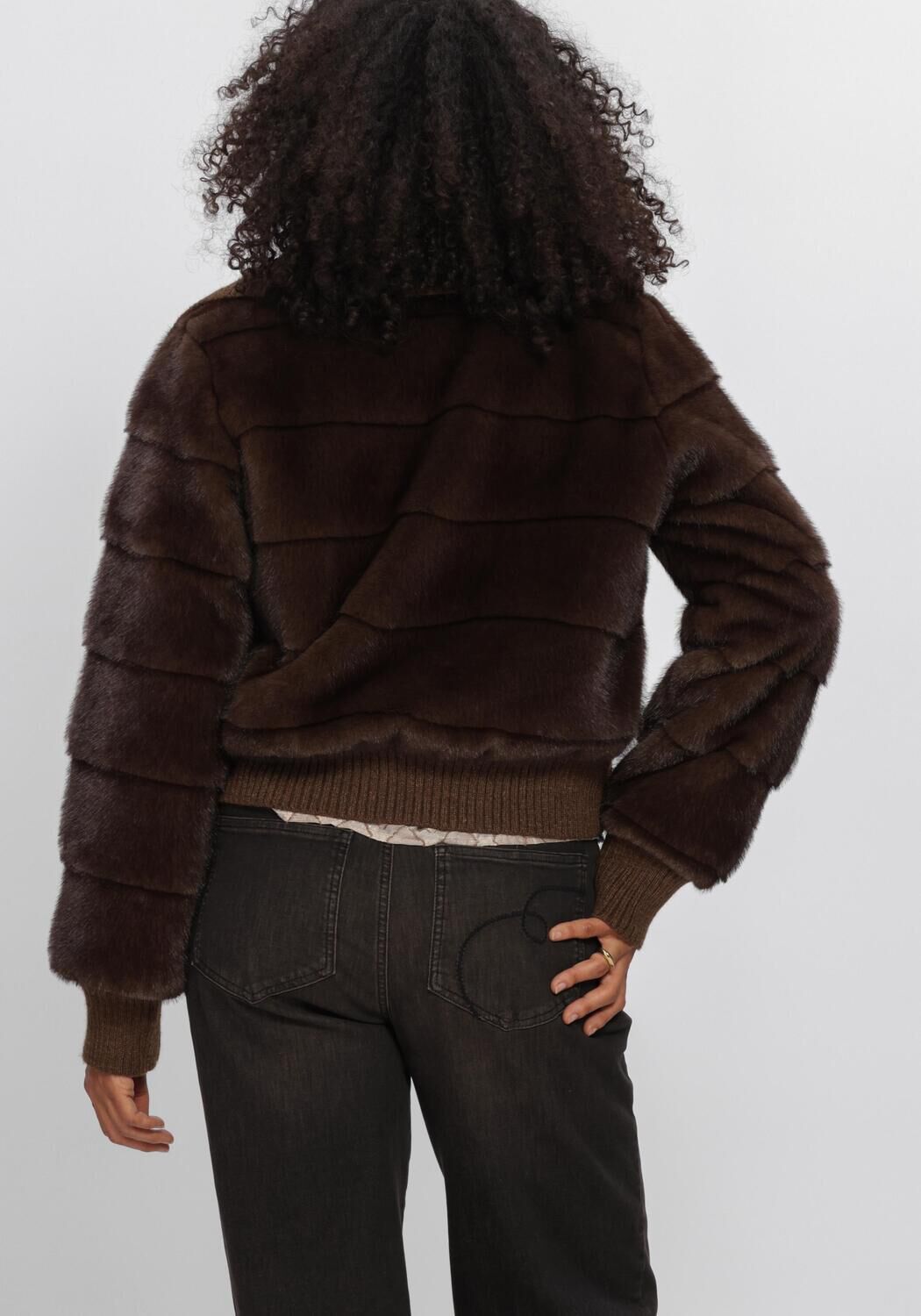 Braune NUKUS Fake-Fur-Jack MANUELA JACKET - large