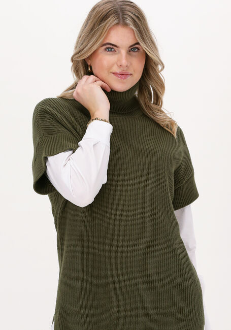 Grüne JUST FEMALE Strickjacke NORM ROLLNECK VEST - large