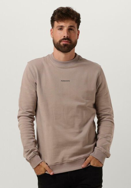 Taupe PUREWHITE Pullover CREWNECK WITH FRONT PRINT AND BACK ARTWORK - large