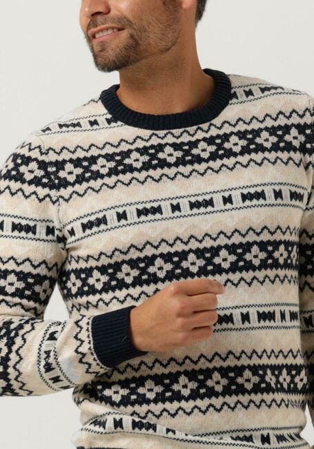 Beige SELECTED HOMME Pullover FAROE LS KNIT FAIR ISLE CREW - large
