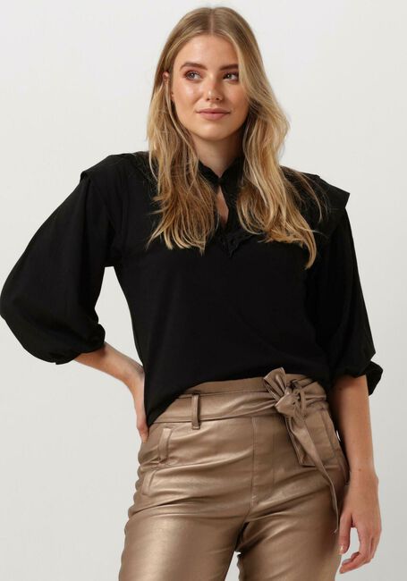 Schwarze SUMMUM Top JERSEY TOP 3/4 SLEEVE JERSEY AND EMBROIDERY MIC - large