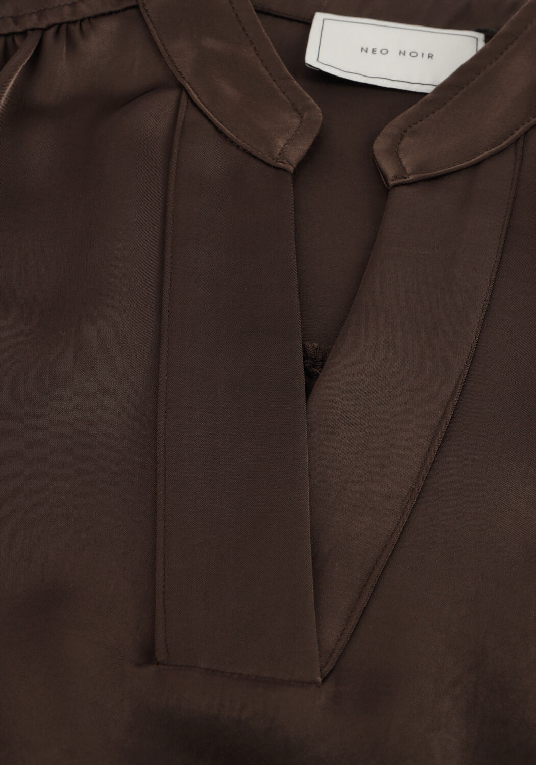 Braune NEO NOIR Blusen ROELLA HEAVY SATEEN BLOUSE - large