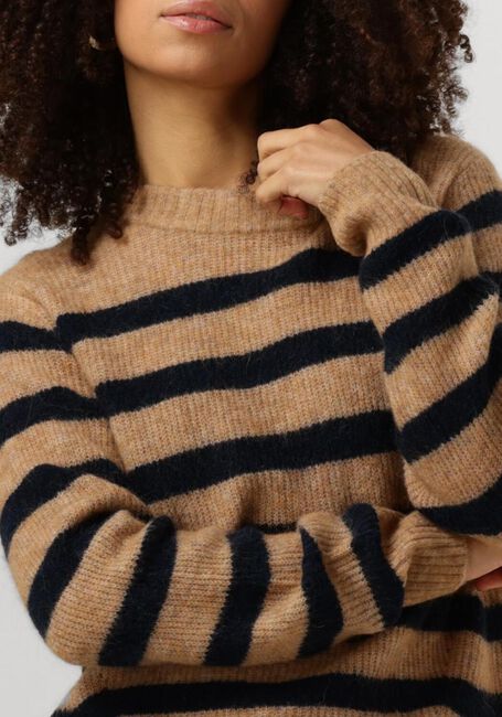Braune MOS MOSH Pullover THORA STRIPE CREWNECK KNIT - large