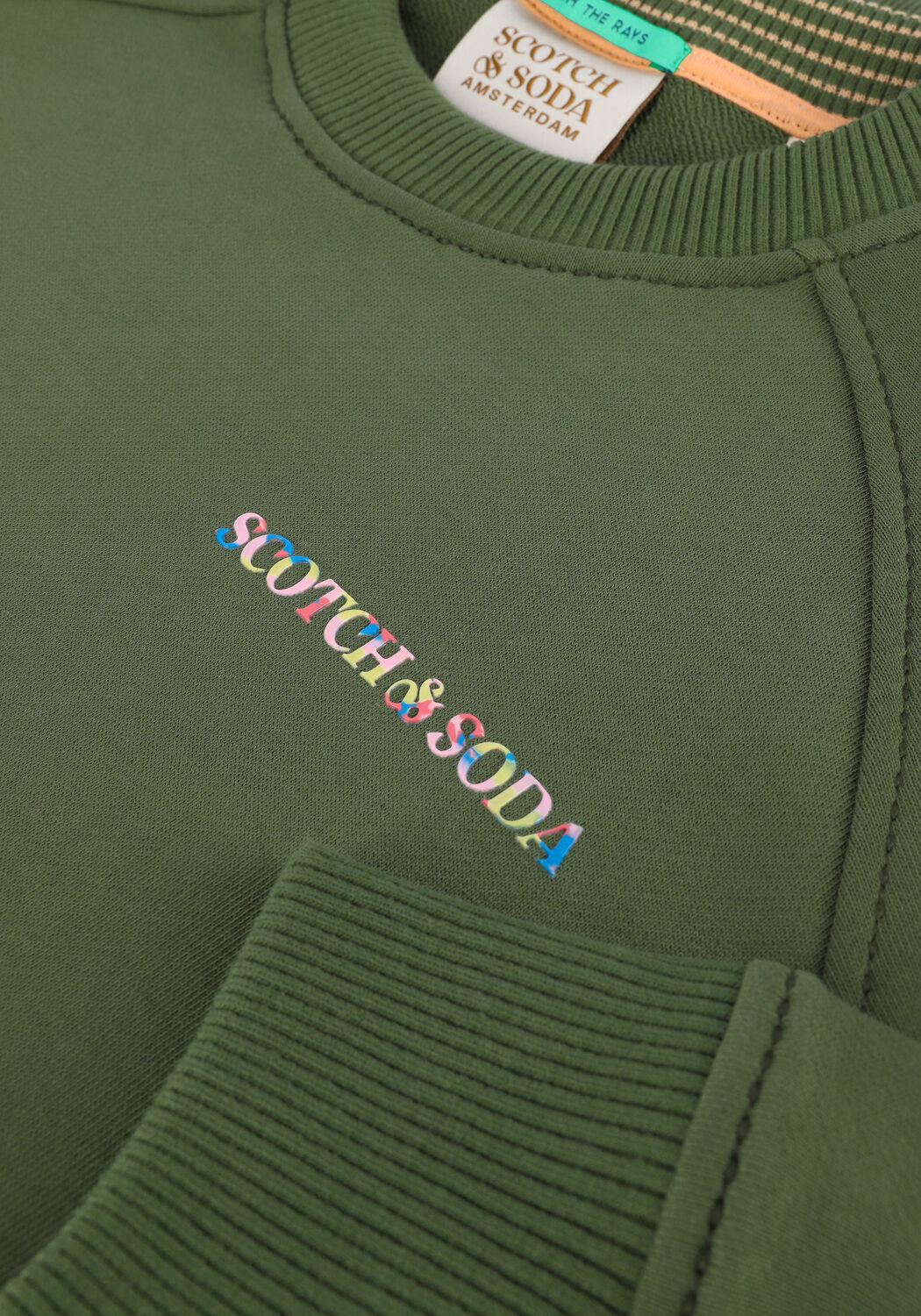 Gr&uuml;ne SCOTCH & SODA Sweatshirt CREWNECK LOGO FELPA SWEATSHIRT IN ORGANIC COTTON - large