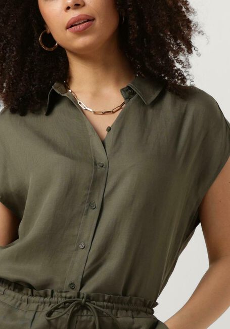 Olive ANOTHER LABEL Blusen BENOITE TENCEL SHIRT S/S - large