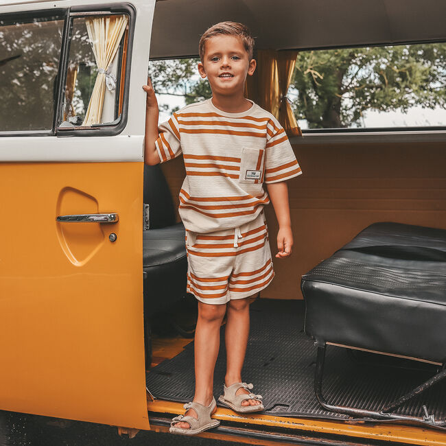 Beige YOUR WISHES Kurze Hose TRIAD STRIPE RELAXED SHORTS - large