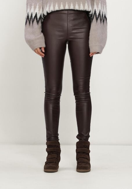 Braune OBJECT Legging OBJBELLE MW COATED LEGGINGS - large