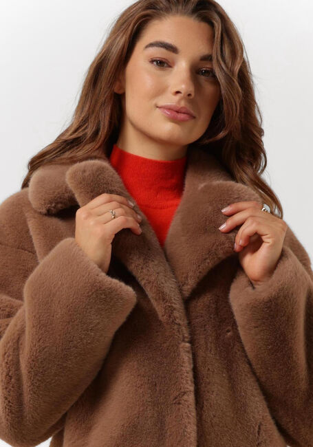 Taupe STAND STUDIO Fake-Fur-Jack CAMILLE COCOON COAT - large