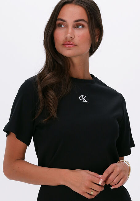 Schwarze CALVIN KLEIN Midikleid CK RIB LONG T-SHIRT DRESS - large