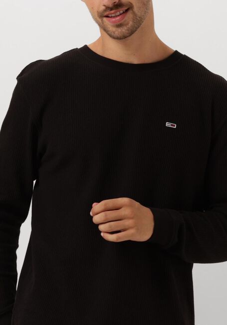 Schwarze TOMMY JEANS Pullover TJM REG WAFFLE L/S TEE - large