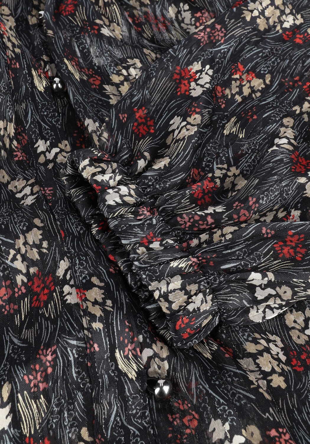 Schwarze SUMMUM Blusen BLOUSE SMALL FLOWER LUREX - large