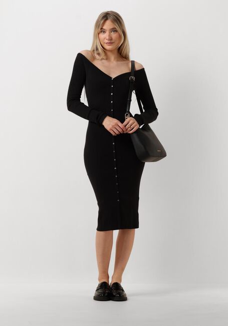 Schwarze CALVIN KLEIN Midikleid BUTTON LONG SWEATER DRESS - large