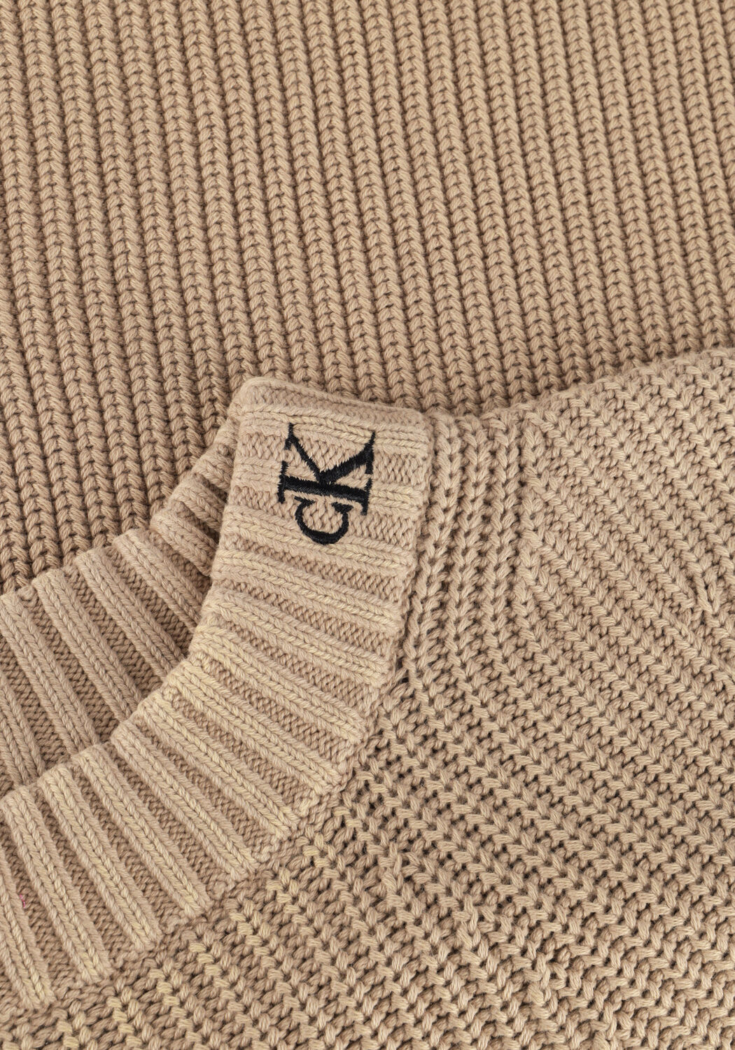 Camelfarbene CALVIN KLEIN Minikleid WASHED CHUNKY SWEATER DRESS - large