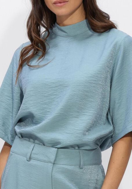 Hellblau JANSEN AMSTERDAM Top ODILE TOP WS 116 SHORT SLEEVE HIGH NECK - large