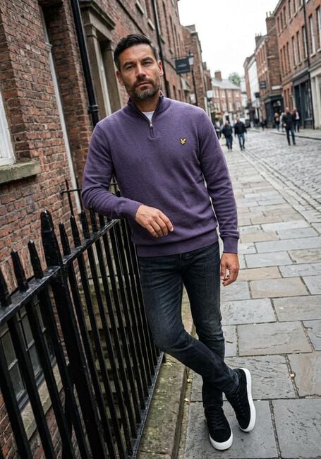 Lilane LYLE & SCOTT Pullover COTTON MERINO QUARTER ZIP JUMPER - large
