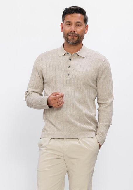 Beige PROFUOMO Pullover POLO LS BEIGE AERO EASE RIB - large