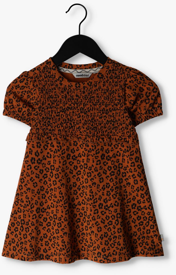 braune moodstreet minikleid tunic with smocktop in aop leopard